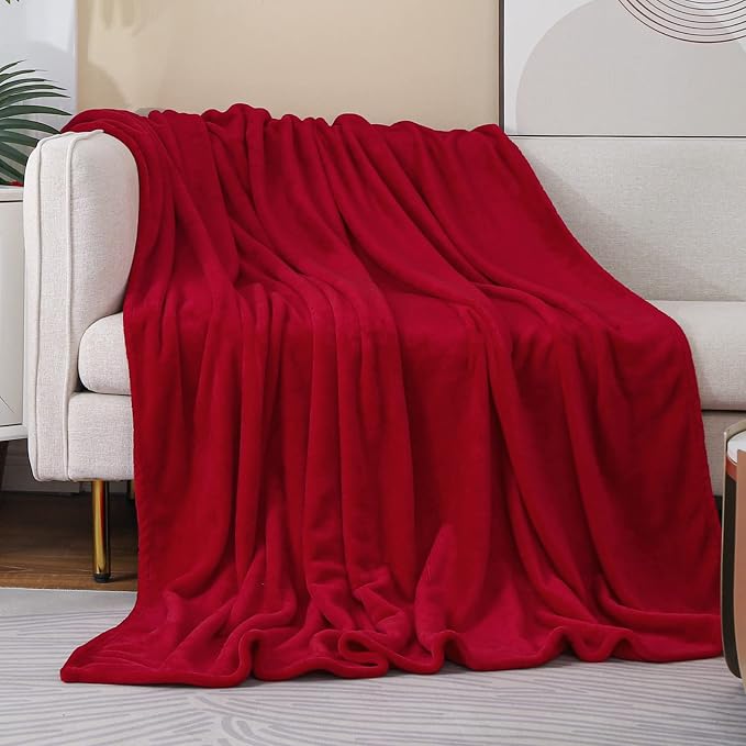Red Fleece Plush Throw Blanket 108"x90"for Couch Sofa Fuzzy Cozy Flannel | Super Soft Lightweight Microfiber Blanket for Bed Chair bedroom Home Decor All Season,Birthday Gifts for Women Mom Adult