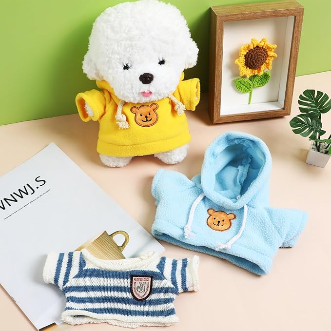 Toyvian Stuffed Bear Clothes Toy Clothes for Dolls - Plush Toy Bear Sweater Outfits - Plush Bear Dolls Hoodie 3PCS - 2 Bear Hoodies and 1 Bear Sweater for Crafts