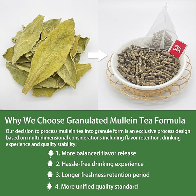 Samcci - Mullein Tea Bags, 20 Teabags, 3g/bag, 100% Pure Mullein Tea Bags for Lungs Cleanse, Natural Herbal Tea Bags, Caffeine Free & No Additives Mullein Leaf Tea for Detox & Respiratory Support
