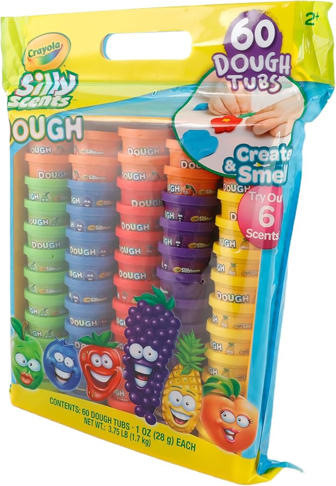 Crayola Silly Scents Dough 60pk x 1oz, Easter Day Gifts & Party Favors, Kids Toys for Party Favor Bags, Modeling Clay, Allergen-Friendly, Non-Toxic, Candy Creativity Alternative