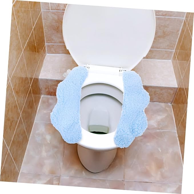 TIDTALEO 2pcs Plush Toilet Seat Toilet Seat Warmer Cover Training Potty Bathroom Soft Thicker Warmer Toddler Potty Children Toilet Seats Cushions Self-Adhesive Pad Washable Flannel（ Random Color)
