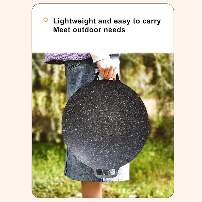 Korean Grill Pan,13inch Nonstick Round Griddle Grill Pan for Korean BBQ,Round BBQ Griddle with Handle,Multifunctional Stove Plate for Meats, Pancakes, Ribs