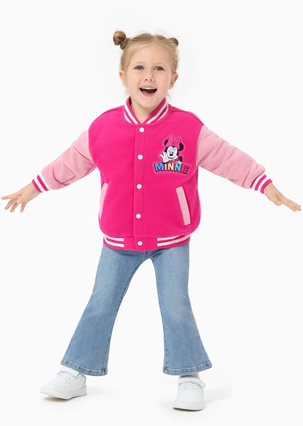 Disney Minnie Mickey Stitch Princess Frozen Marvel Jacket Lightweight Coat Button up Color Block Sweatshirt Sizes 2-14 Years