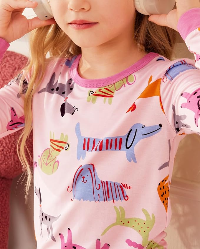 Bamboo Viscose Toddler Girls Kids Pajamas Unicorn Mermaid Pjs Long Sleeve Snug fit 12M-8Y 2pcs Soft Jammies