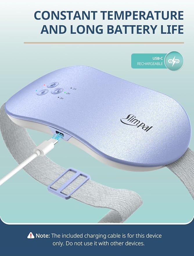 Slimpal Portable Heating Pad for Period Cramps, Electric Cordless Wearable Heat Pad Belt for Menstrual Cramps Relief, 3 Timer Auto Off Setting, Gifts Her Women Girl, Purple