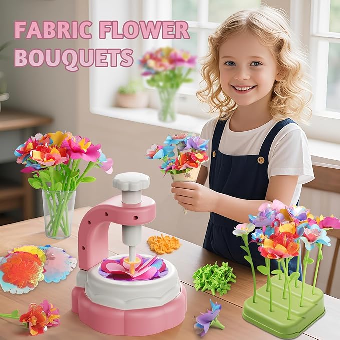 DIY Craft Kits Toys for Kids,Fabric Flower Bouquets Toys,Arts & Crafts for 4 5 6 7 9 Year Toddler Girl, Birthday Gift for 4-9 Year Old Girl, Educational Activity Preschool B-Day Gifts