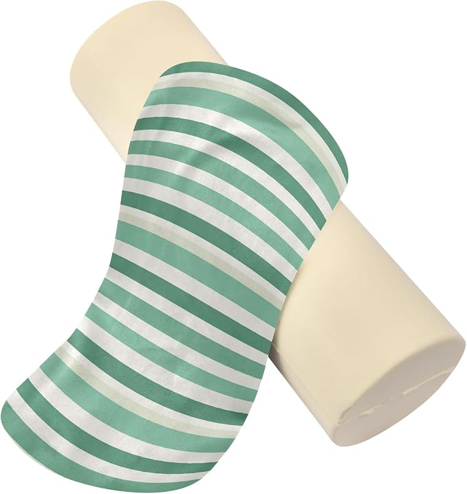 Bolster Pillows for Bed Cylinder Neck Roll Pillow Decorative Round Pillow Covers Cylinder Pillow Long Neckroll Decorative Pillows LightGreen Stripe