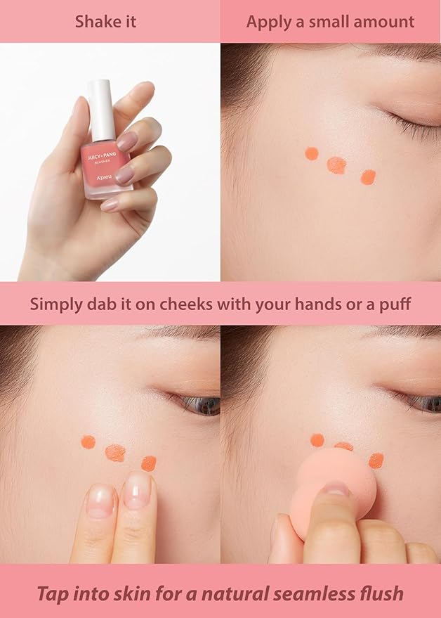 A'PIEU Juicy-Pang Water Blusher [RD01] – Fruity Liquid Blush for Cheeks, Buildable & Blendable Color, Hydrating Dewy Finish with Fruit Extract Blend & Rose Flower Water, 0.31 fl oz