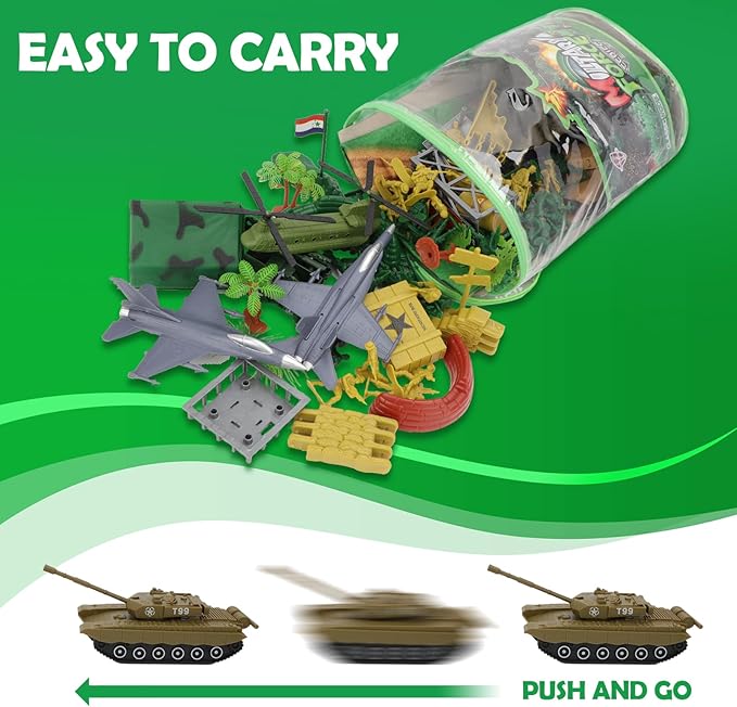 deAO 150Pcs Army Men Playset - Action Figures with Military Battle Mat, Army Toys for Boys 3+