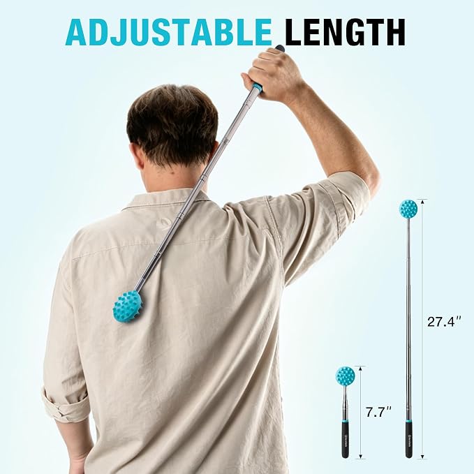 DURATECH Telescoping Back Scratcher and Pick-Up Tool Set with Pouch | Telescoping Back Scratcher Set with 5 Interchangeable Heads, 2 lb Magnetic Pickup Tool and Inspection Mirror, Extendable Use