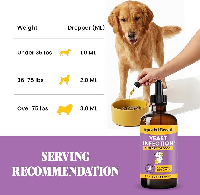 Natural Yeast Infection Relief for Dogs – Itchy Skin & Ear Treatment, Supports Allergy & Immune Health, Reduces Itching, Irritation & Inflammation, Liquid Drops, 2oz
