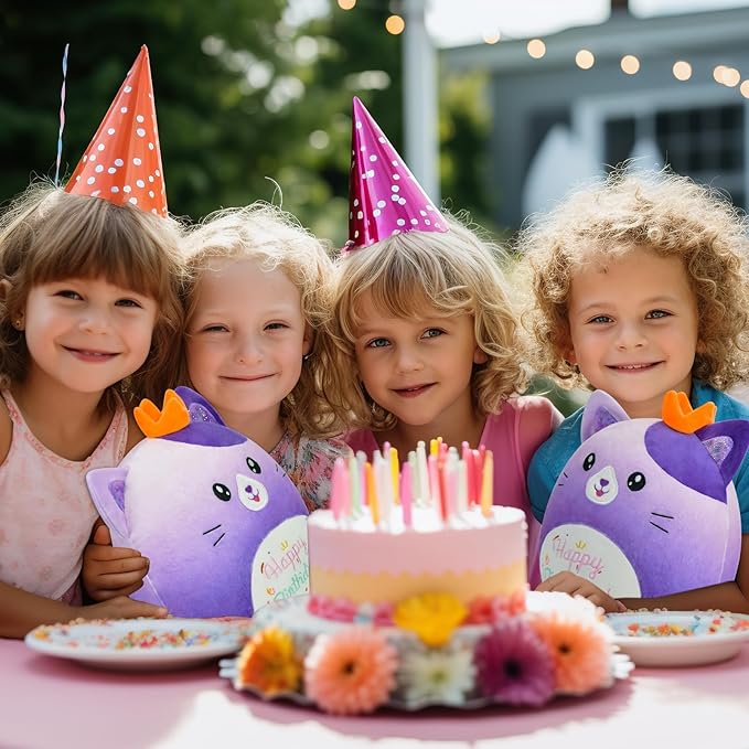 Cat Stuffed Animal Cat Plush Toys 14 Inch Soft Plushies Pillow Cute Gradient Purple Plushies Room Decoration Birthday Gifts for Kids Toddlers Girls and Boys