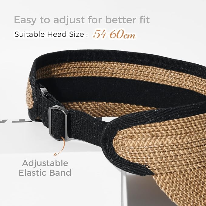 FURTALK Womens Sun Visor Hat Straw Sun Visors for Women Summer Packable Ponytail Beach Hats for Women Travel UPF 80+