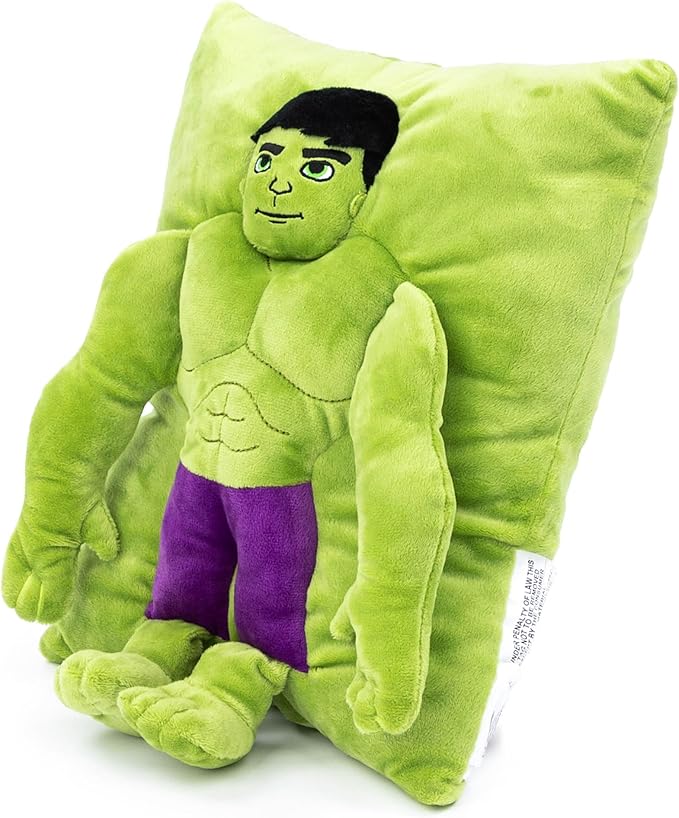 Jay Franco Marvel Spidey & His Amazing Friends Hulk 3D Snuggle Plush Pillow - Super Soft Green Avengers Pillow - Measures 15 Inches