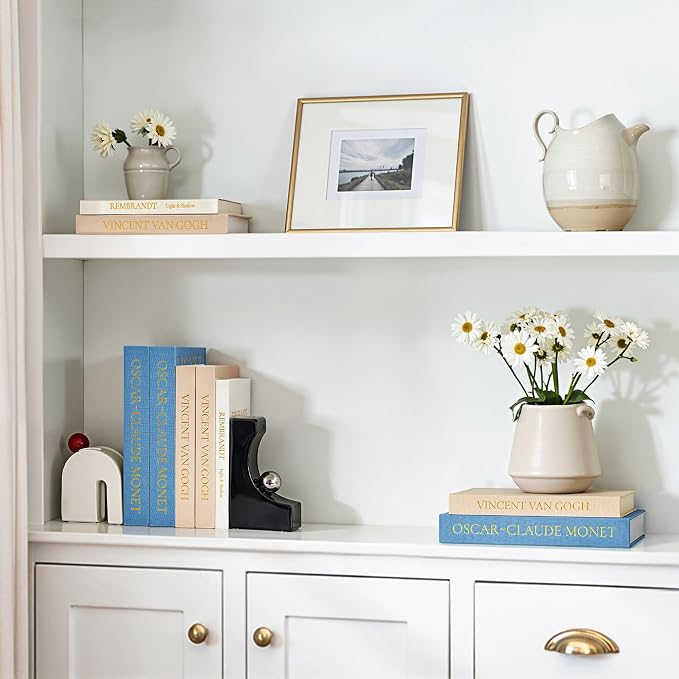 JARLINK Aesthetic Decorative Books, Set of 3 Linen Faux Book Boxes, Blue | Stylish Storage Boxes for Home Decor, Photo Organization, & Keepsakes, Faux Books for Coffee Tables, Bookshelves, or Mantles