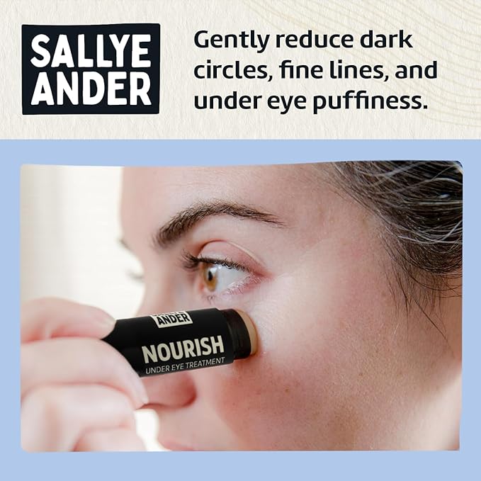 SALLYEANDER Nourish Under Eye Treatment - Soothing Stick for Dark Circles and Puffiness - Hydrating Shea, Cupuacu and Cocoa Butter - Gently Restore Tender Under Eye Skin - Handmade, Organic Balm