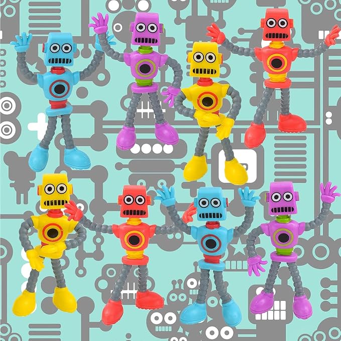 ArtCreativity Bendable Robot Figures, Set of 12 Flexible Men, Birthday Party Favors for Boys and Girls, Stress Relief Fidget Toys, Sensory Toys for Kids and Adults, Goody Bag Stuffers