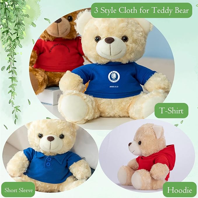 Teddy Bear Customized Gifts for Women/Men with Custom Text, Personalized Teddy Bear Stuffed with T-Shirt as Personalized Gifts for Christmas Valentines Day Birthday (10 inch-Text+Photo)