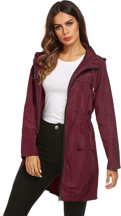 Lomon Women Waterproof Lightweight Rain Jacket Active Outdoor Hooded Raincoat