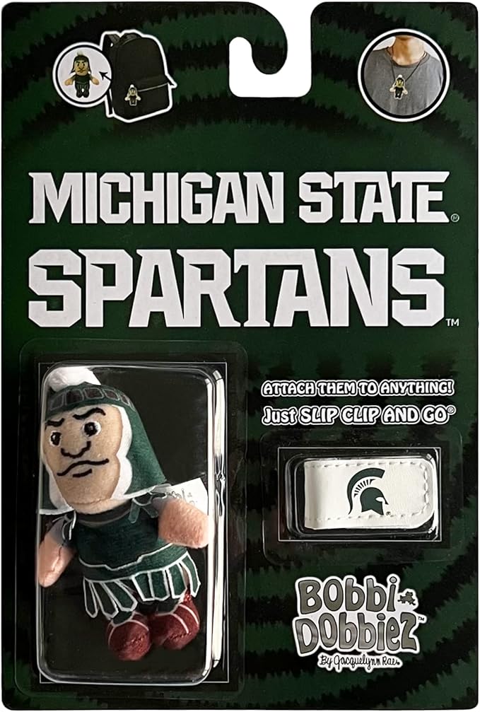 Bobbi-Dobbiez Attachable Plushie Michigan State University Sparty Mascot – Attaches to Backpacks, Bags, Shoes, Water Bottles, and More