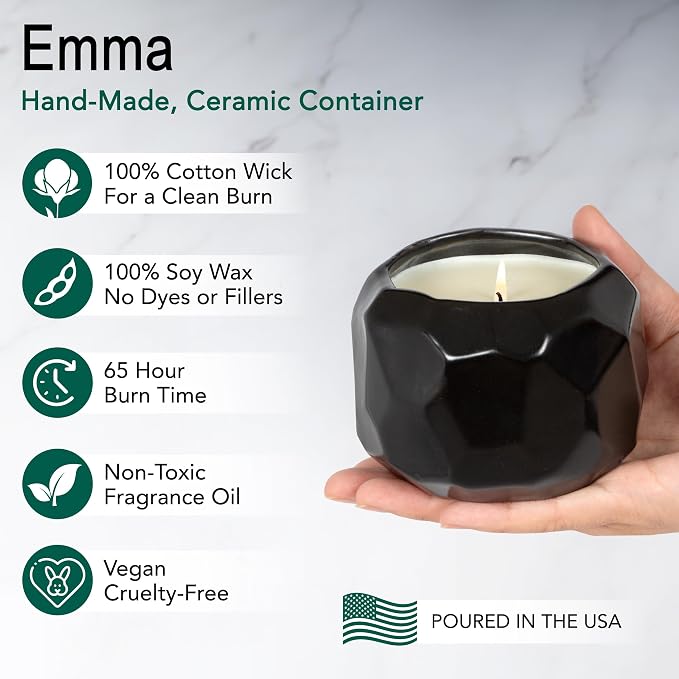 Hyggelight - The Growing Candle, Wild Flower Scented, 13oz Ceramic Pot, Single Wick Aromatherapy Candles, 100% Soy for Women and Men, Emma