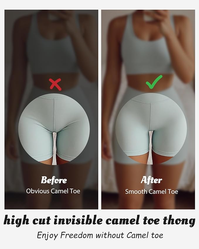 LEVAO Seamless Thongs for Women Invisible Toe Thong No Show Camel Proof Underwear Thong Panty Liners Workout G-Strings