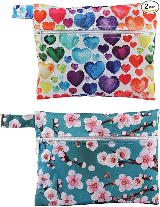 2 Pieces Reusable Mini wet bag for Mama Cloth Menstrual Pads/Breast Pads,7x5.5 Inch(2MN2)