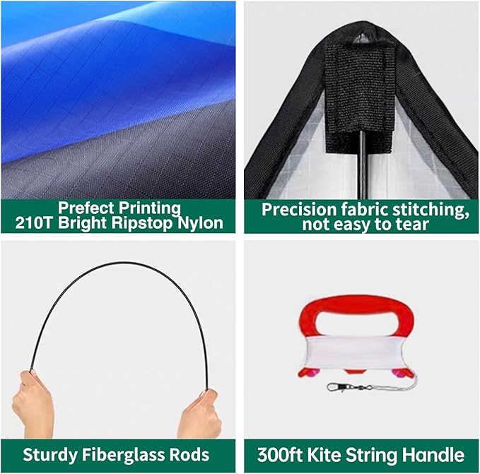 Mint's Colorful Life Delta Kite for Kids & Adults, Extremely Easy to Fly Kite for Beach Trip, Best Kites for Beginners, 300ft String Handle Included