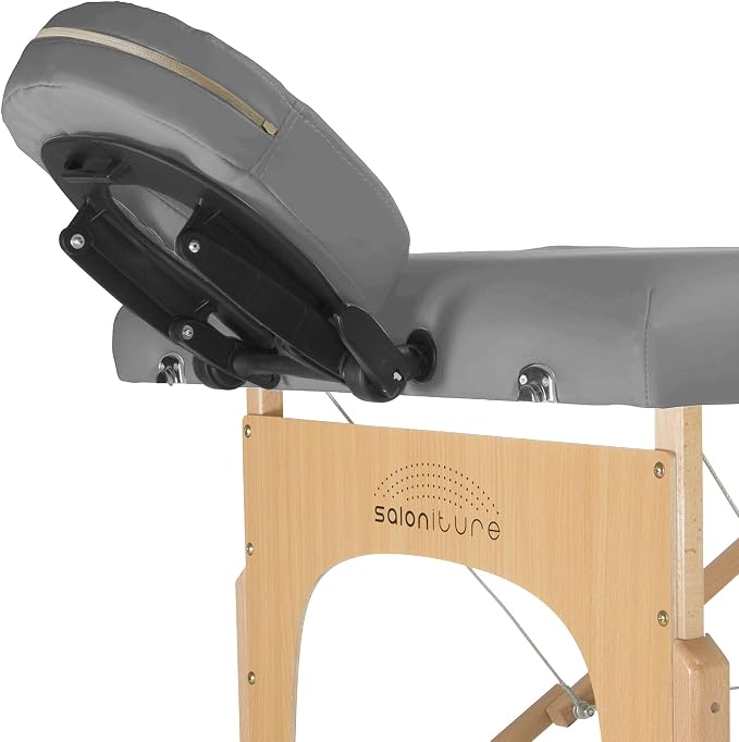 Saloniture Professional Portable Massage Table with Backrest - Light Gray
