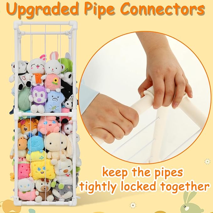 Stuffed Animals Storage Zoo Organizer, PVC Stuffy Toy Holder, 350L Extra Large Vertical Plush Organizer, Freestanding Stuffed Toy Cage for Nursery and Playroom