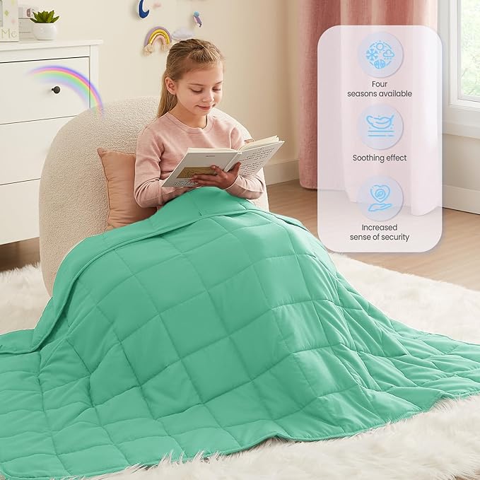 Weighted Blanket - 3 lbs Green Heavy Blanket - Small Size Breathable Lap Blanket(36"x48", 3 lbs)