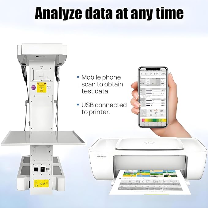 Professional 3D Scanner Analyzer Body Composition Analysis Height Weight Body Fat Percentage Visceral Fat Test, Body BMI Measuring Body Element Detection Composition Analyzer with Printer White