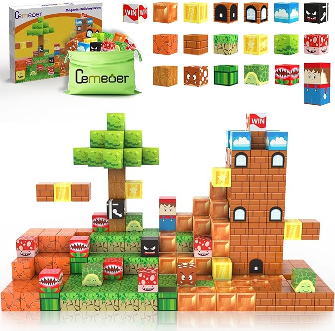 Magnetic Blocks, 48PCS 1inch Magnet Building Cube Toys for Kids Boys Girls, Stacking Magnets for Kids, Birthday Gifts for Boys and Girls Age 3+ Years Old