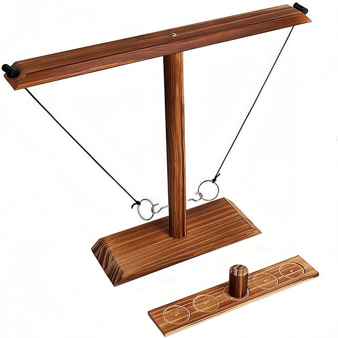 Ring Toss Game, Ring Throwing Game with Shot Put, Hook and Ring Throwing Game for Adults Kids, Fun Hook and Ring Game with Ladder