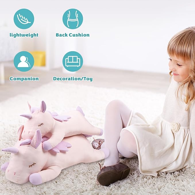 My OLi 24'' Unicorn Cooling Stuffed Animal Pillow Coolable Unicorn Plush Toys Gift for Kids Adults