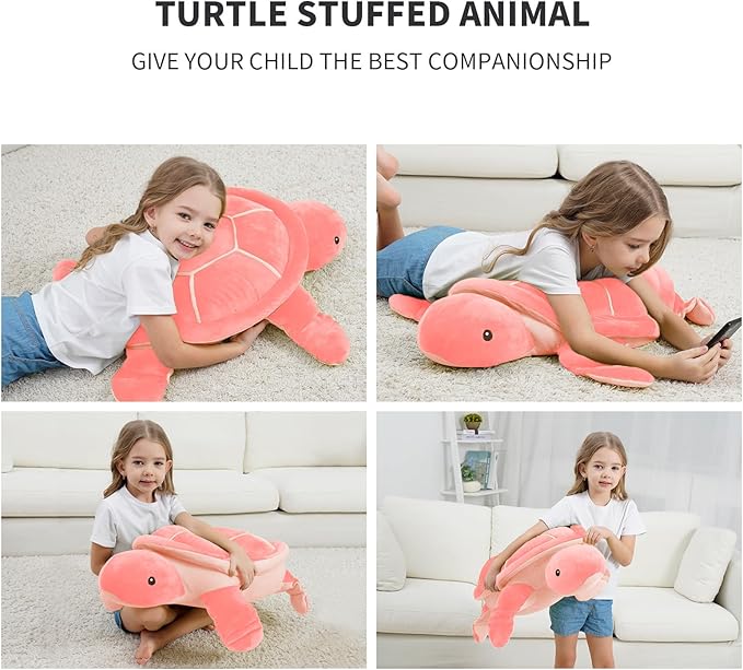 Dalmao 28" Big Pink Sea Turtle Stuffed Animals Plush Pillow Toys, Cute Giant Large Jumbo Soft Turtles Plushies, Gift for Kids Boys Girls, Birthday