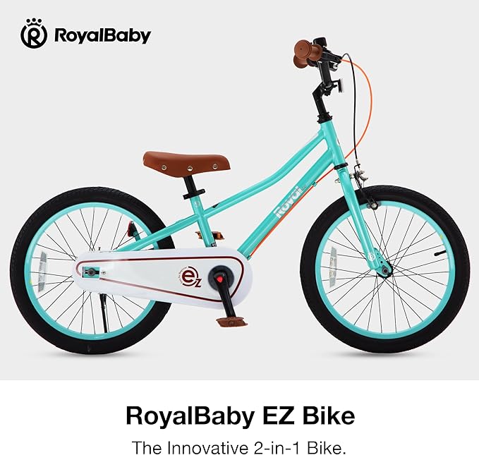 RoyalBaby Kids Bike, Terra EZ Balance to Pedal Convertable Bicycle, 14 16 18 Inch Easy Learn Balancing to Biking Boys Girls Ages 3-9 Years Beginners
