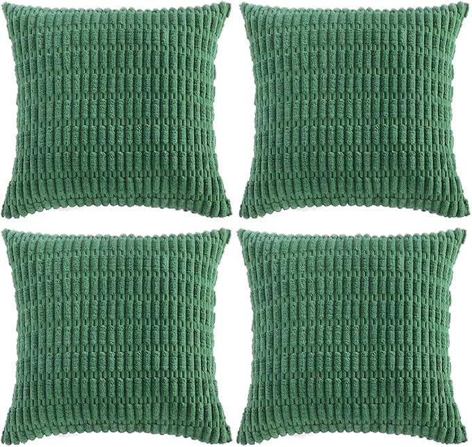 Fancy Homi 4 Packs Decorative Throw Pillow Covers for Living Room Couch Bed, Modern Farmhouse Boho Home Décor Accent Cushion Case, 18" x 18", Green