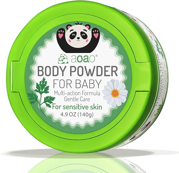 Baby Body Powder with Puff, Natural Cornstarch + Zinc Oxide Skin-Protecting Formula, Talc-Free, Soothing & Gentle Absorption, Newborn Essential, Family-Friendly, 140g/4.9oz (1Pack)