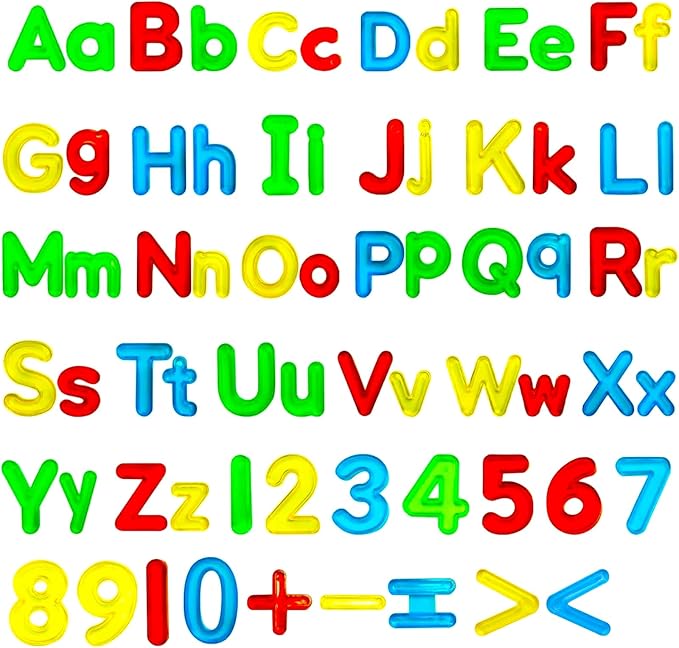 67 Pcs Plastic Practice Set Transparent Letters and Numbers Include Uppercase Letters Lowercase Letters and Numbers Colorful Plastic Letters and Numbers for Kids Counting and Spelling, Ages 3+
