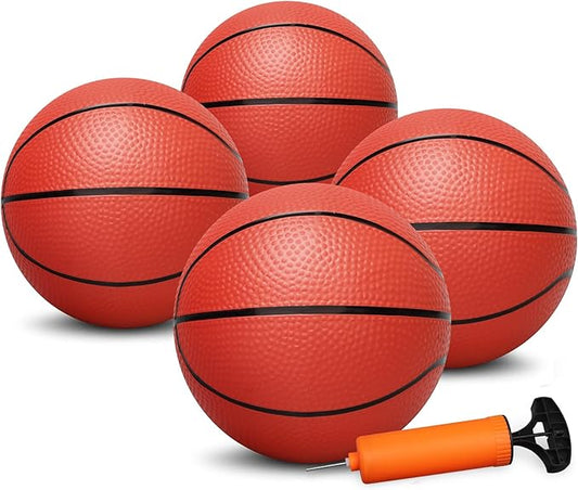 Dilabnba 8" Mini Rubber Replacement Basketballs for Basketball Hoop/Pool, Kids Toddler Soft Beach Bouncy Ball Sports Party Game, Junior Balls Indoor Outdoor Arcades Games, Lightweight (4PCS)