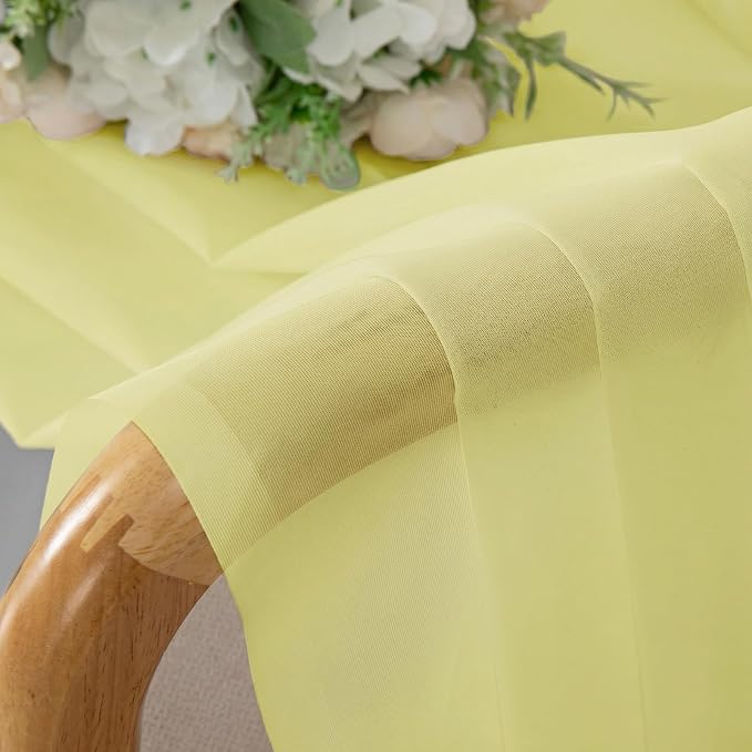 OWENIE Sheer Curtains 63 Inch Length 2 Panels Set for Bedroom Living Room, Modern Soft Solid Light Filtering Sheer Curtain, Rod Pocket Window Treatments, 42" Wx63 L, Light Yellow