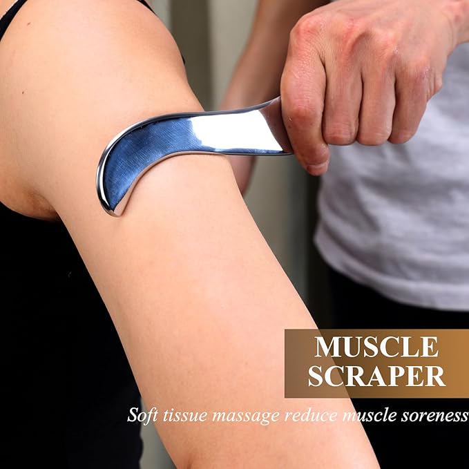FeelFree Sport 3 in 1 Muscle Scraper Tool-Gua Sha Scraping Tool Physical Therapy Massage Tool-Soft Tissue Mobilization for Back, Legs, Arm (4 PCS (L))