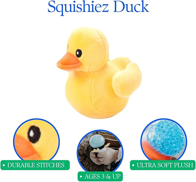 The Petting Zoo Rubber Duck Stuffed Animal Plushie, Gifts for Kids, Squishiez Animal Squeeze Toy, Yellow Duck Plush Toy, 3 inches