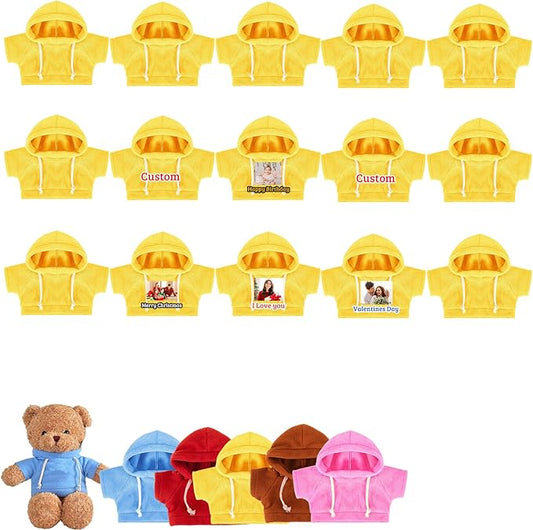 15 Pcs Custom Clothes for Teddy Bears with Text Photo, Personalized Stuffed Animal Clothes Fit 8-16 inch Stuffed Bear Sweater Outfit, Custom Doll Clothing Make Your Own Plush Doll Shirt