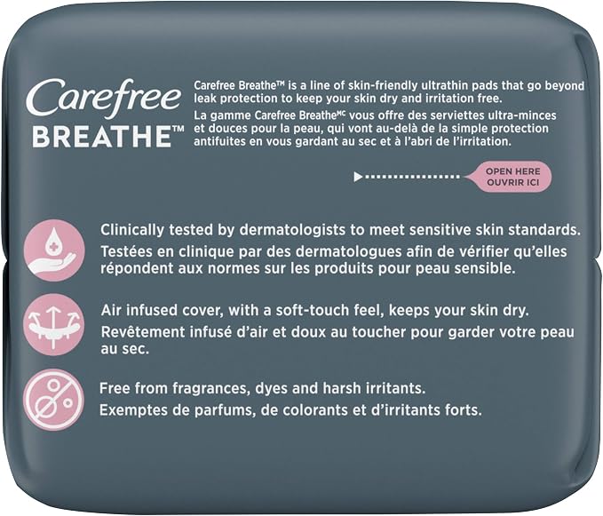 Carefree Breathe Ultra Thin Super Pads with Wings, Irritation-Free Protection, Unscented, 28 Count