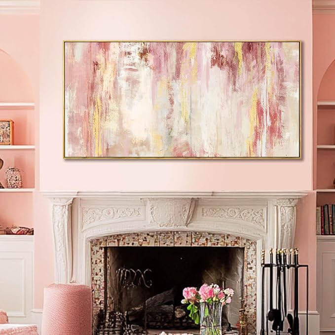 Abstract Pink Wall Art/Framed Artwork Wall Art/Oil Painting Home Decoration/Modern Art for Bedroom Living Room Home Office 20x40 Inches