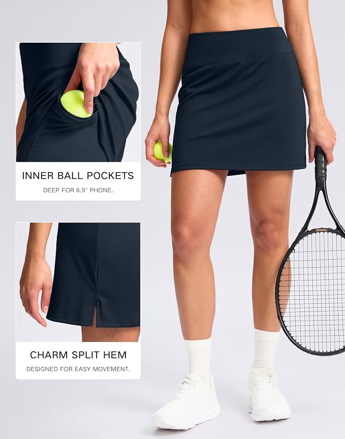 16" Skorts with 2 Pockets | Side Slits, High Waisted, A Line, Casual, Pickleball, Athletic, Golf, Tennis Skirt, for Women