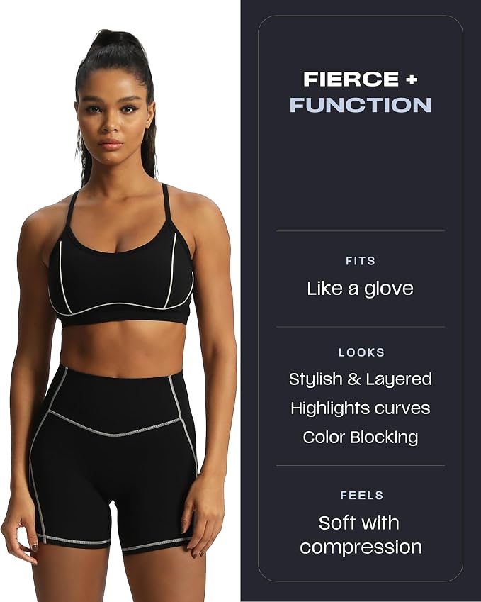 Aoxjox Lexi Lined Workout Biker Shorts for Women Tummy Control High Waisted Exercise Athletic Gym Running Yoga Short 6"