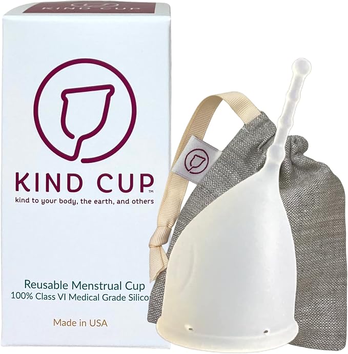 Kind Cup | Comfortable | Soft | Curved Period Cup | Easy to Reach | Easy to Use | 100% Medical Grade Silicone Cups | Patented Menstrual Cups | Reusable Cups (Clear - Small)